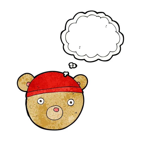 Cartoon teddy bear hat with thought bubble — Stock Vector