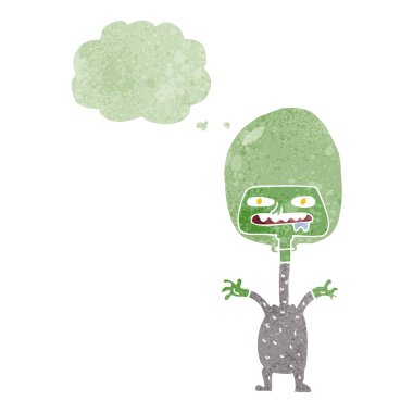 Düşünce baloncuğu olan uzaylı çizgi film