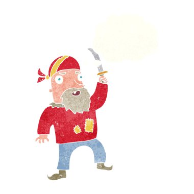 Düşünce baloncuklu çizgi film korsanı