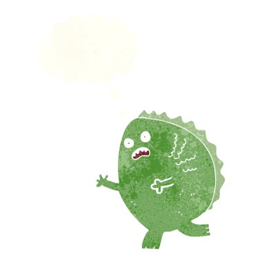 Düşünce baloncuklu çizgi film canavarı