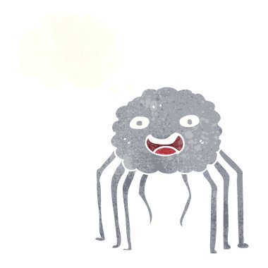 Düşünce baloncuklu çizgi film örümceği