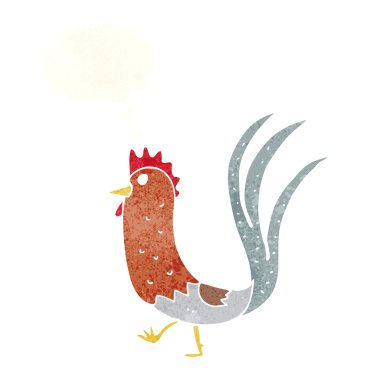 Düşünce baloncuklu horoz çizgi filmi