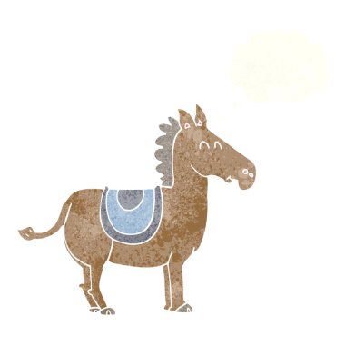 Düşünce baloncuklu çizgi film eşeği