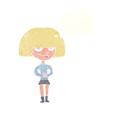 Düşünce baloncuğu olan sinsi kadın.