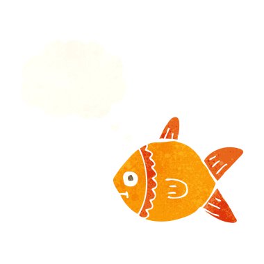 Düşünce baloncuklu çizgi film balığı