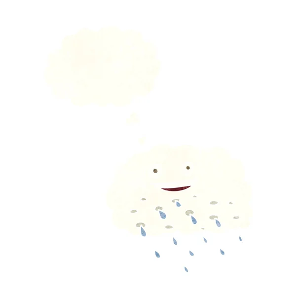 Dessin animé nuage de pluie avec bulle de pensée — Image vectorielle