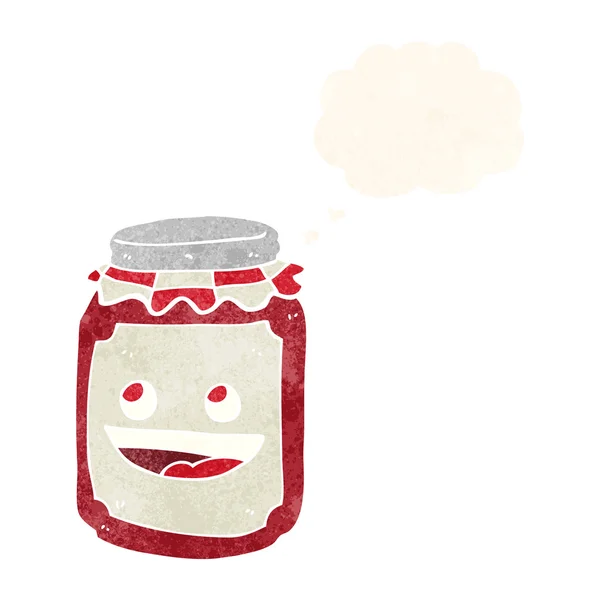 Cartoon jar of preserve with thought bubble — Stock Vector