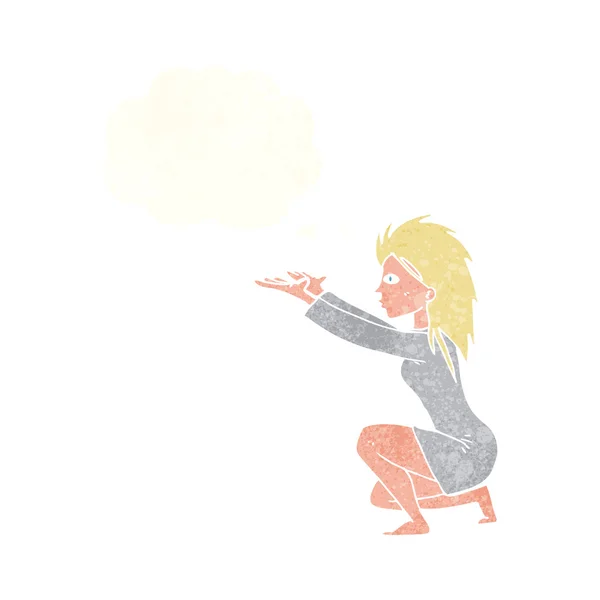 Dessin animé femme casting évangile avec pensée bulle — Image vectorielle