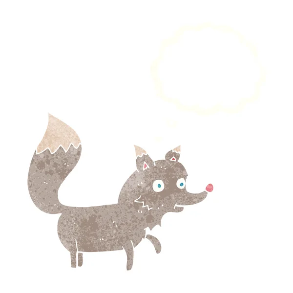 Dibujos animados lobo cachorro con burbuja de pensamiento — Vector de stock