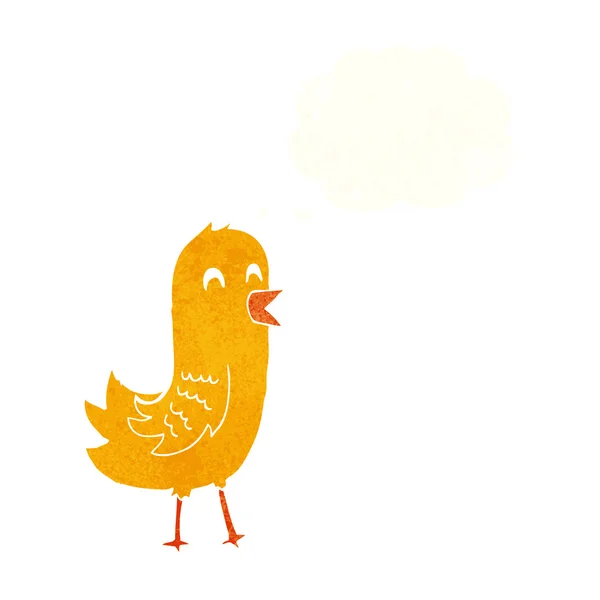 Tecknad glad fågel med tanke bubbla — Stock vektor