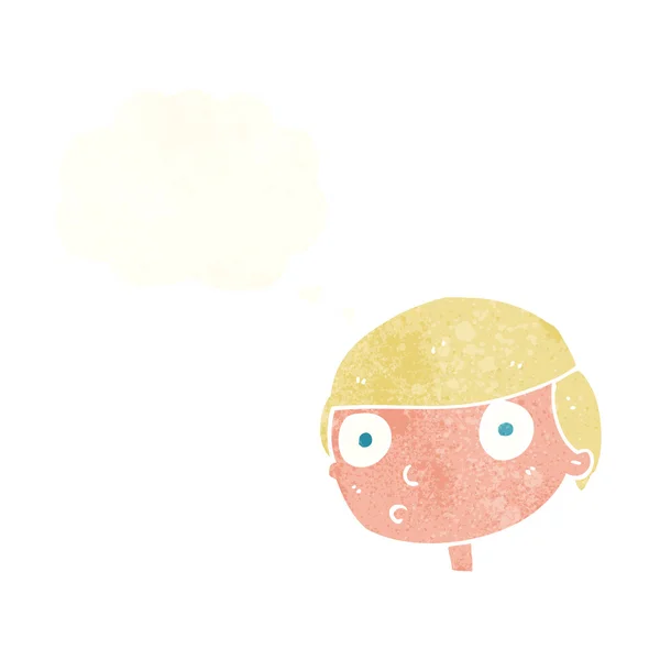 Kreslený chlapec zírá s myšlenkovou bublinou — Stockový vektor