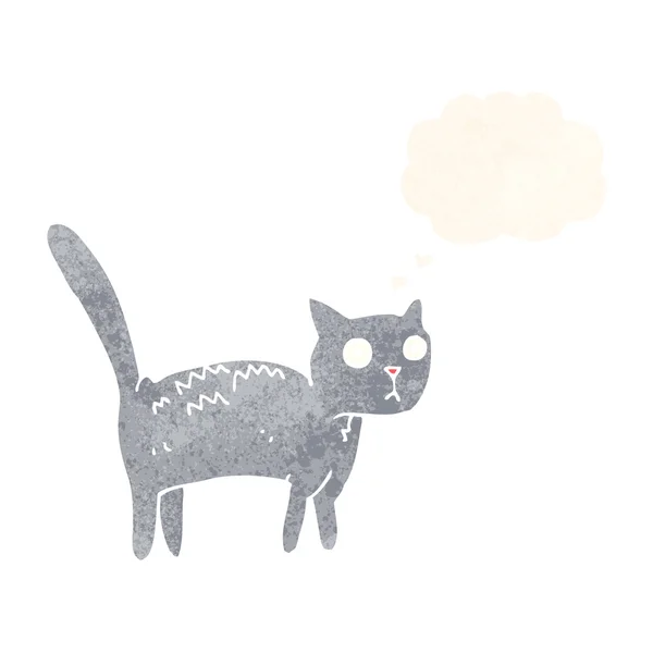 Kartun takut kucing dengan pikiran gelembung - Stok Vektor