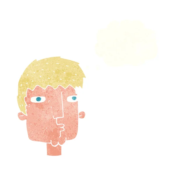 Καρτούν περίεργος άνθρωπος με φούσκα σκέψης — Διανυσματικό Αρχείο