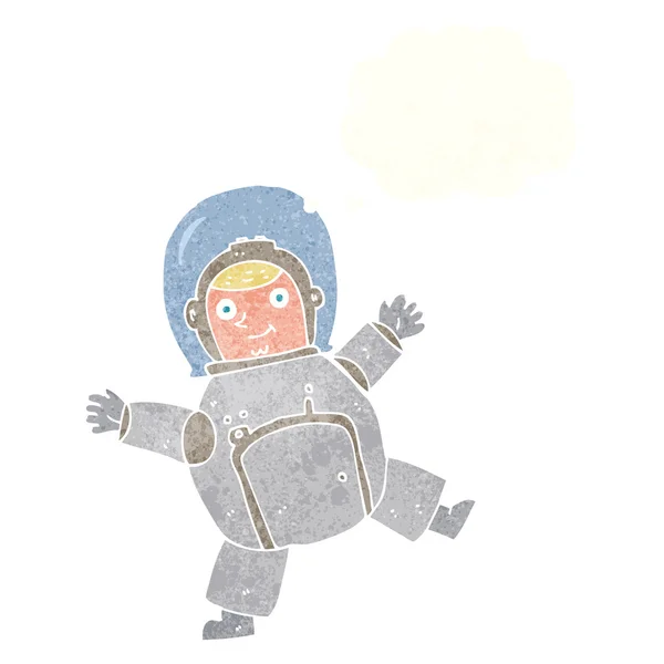 Cartoon astronaut met gedachte zeepbel — Stockvector