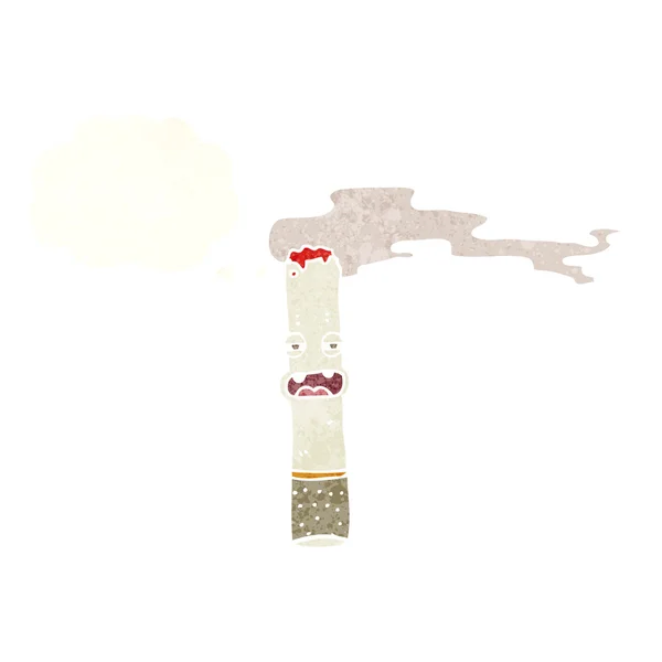 Personnage de cigarette de dessin animé avec bulle de pensée — Image vectorielle