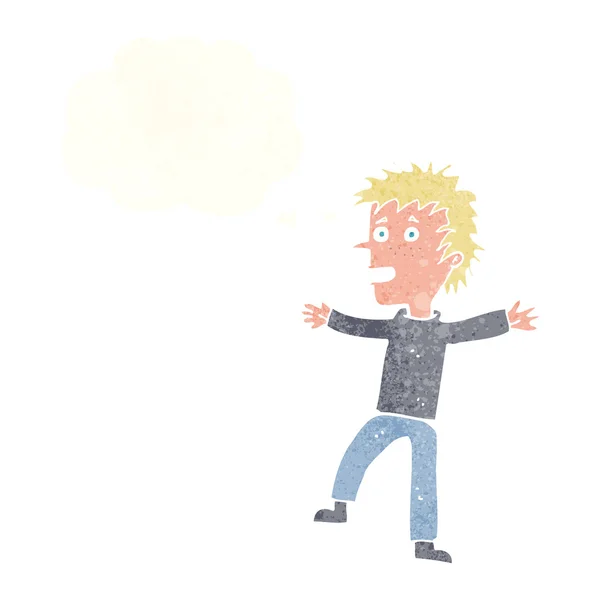 Dibujos animados hombre feliz con burbuja de pensamiento — Archivo Imágenes Vectoriales