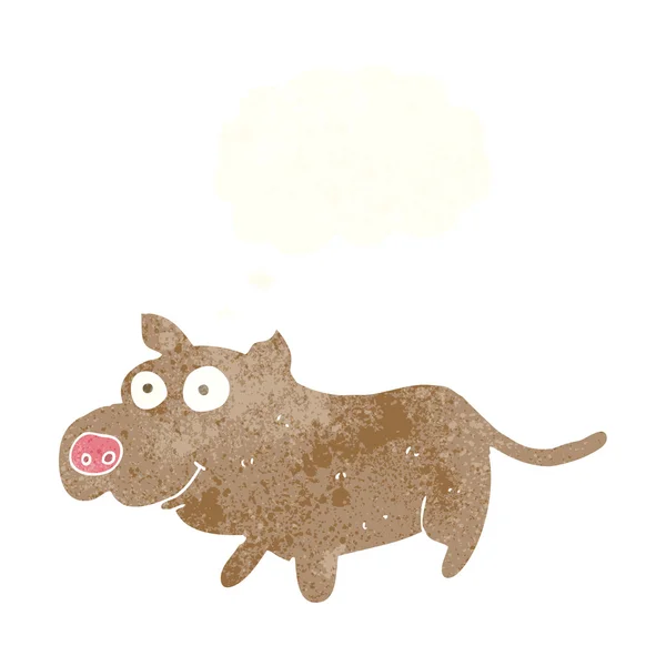 Karikatur glücklicher kleiner Hund mit Gedankenblase — Stockvektor