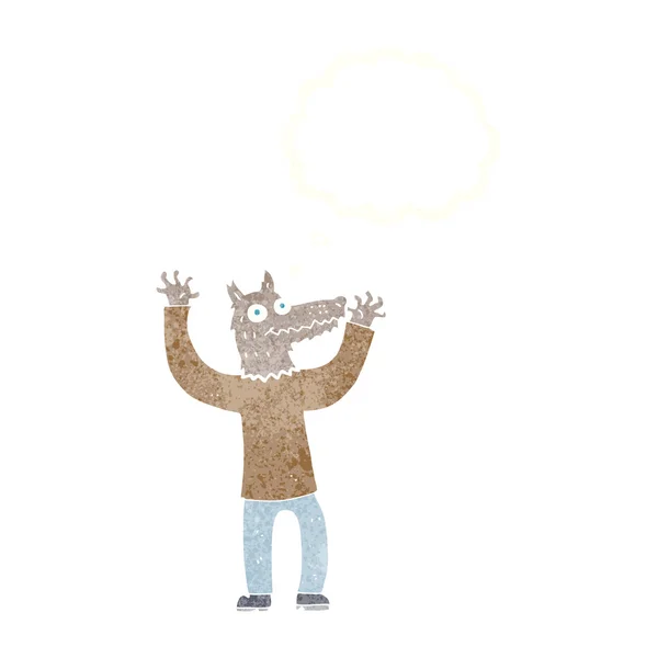 Dessin animé loup homme avec bulle de pensée — Image vectorielle