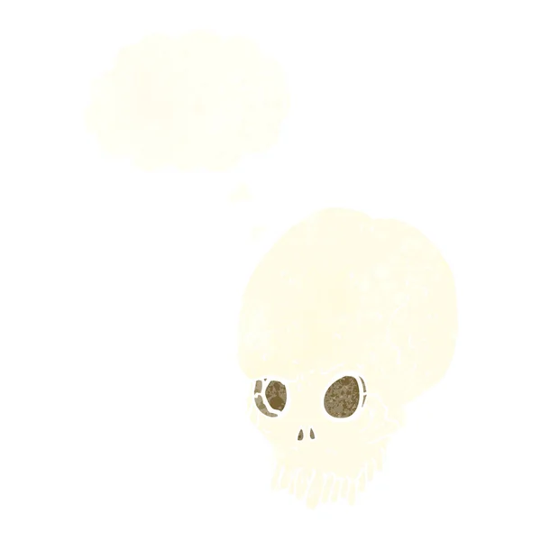 Calavera espeluznante de dibujos animados con burbuja de pensamiento — Vector de stock