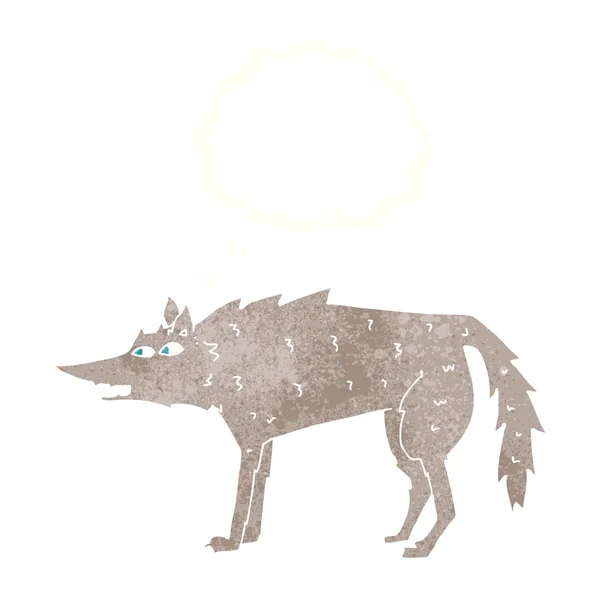 Loup dessin animé avec bulle de pensée — Image vectorielle