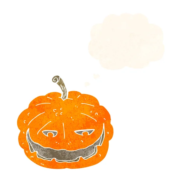Cartone animato zucca di Halloween con bolla di pensiero — Vettoriale Stock