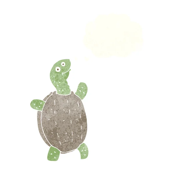 Dibujos animados tortuga feliz con burbuja de pensamiento — Archivo Imágenes Vectoriales