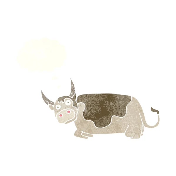 Toro de dibujos animados con burbuja de pensamiento — Vector de stock