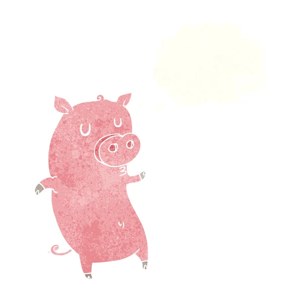 Divertido cerdo de dibujos animados con burbuja de pensamiento — Archivo Imágenes Vectoriales
