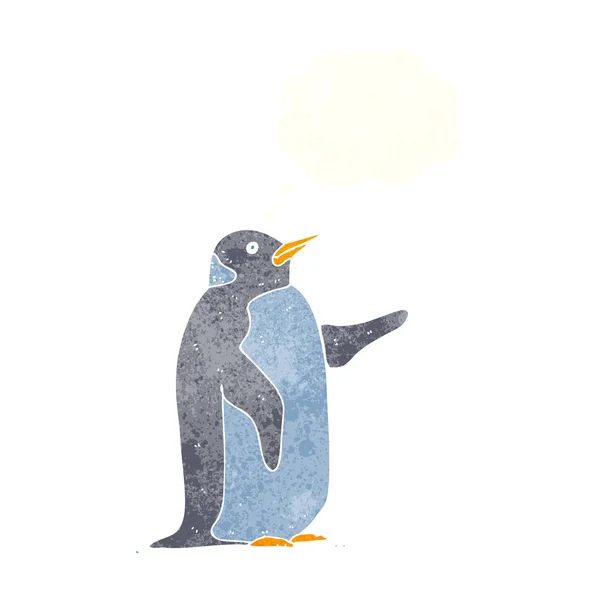 Pinguim dos desenhos animados com bolha de pensamento — Vetor de Stock
