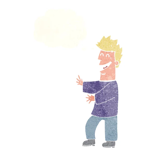 Dessin animé riant homme avec bulle de pensée — Image vectorielle