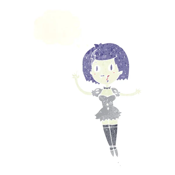 Dessin animé fille vampire heureux avec bulle de pensée — Image vectorielle