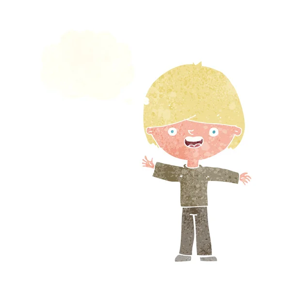 Мультяшный счастливый мальчик с мыльным пузырем — стоковый вектор