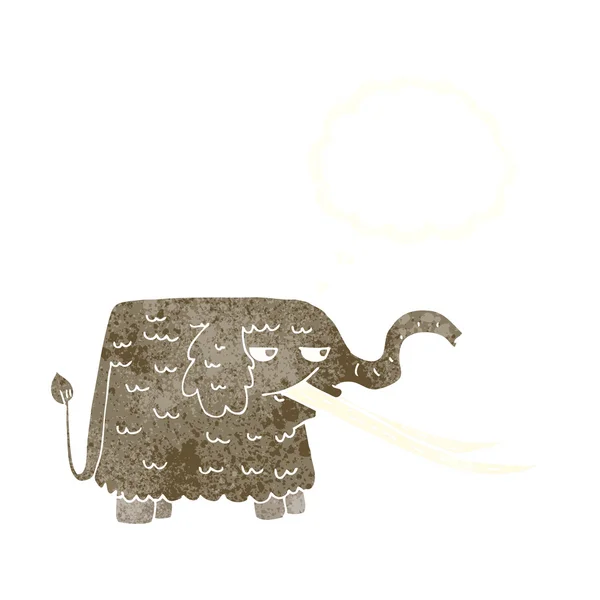 Yünlü mammoth düşünce balonu ile çizgi film — Stok Vektör