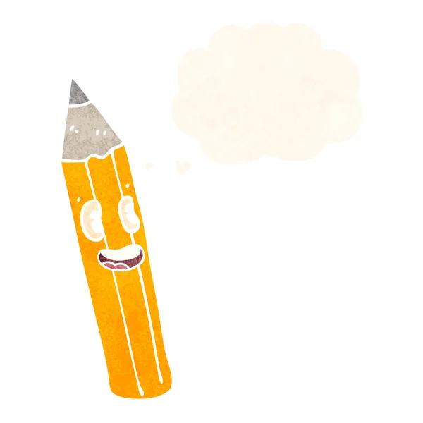 Cartoon pencil with thought bubble — Stock Vector