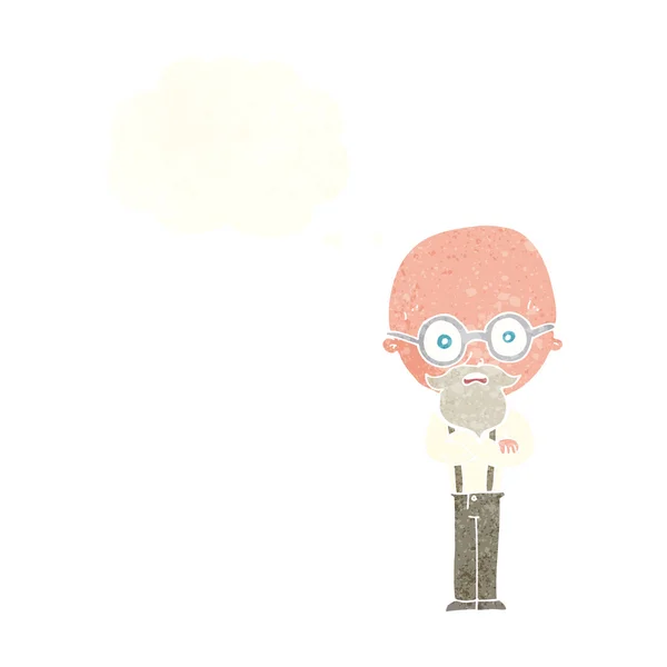 Dibujos animados hombre viejo molesto con burbuja de pensamiento — Archivo Imágenes Vectoriales