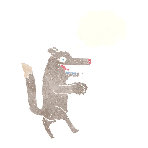 Cartone animato grande lupo cattivo con bolla di pensiero — Vettoriale Stock