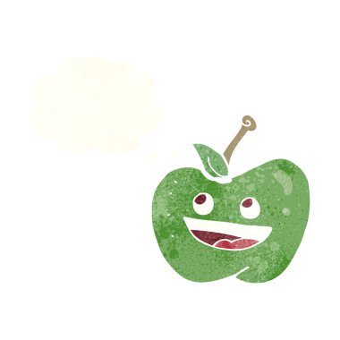 Düşünce baloncuklu çizgi film elması