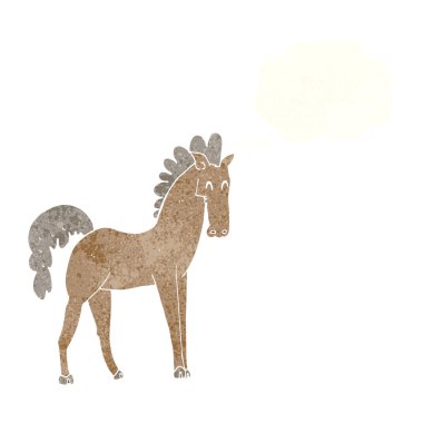 Düşünce baloncuklu çizgi film atı