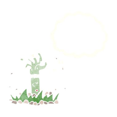 Düşünce baloncuklu çizgi film zombi kolu