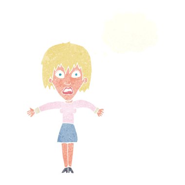 düşünce balonu ile şok kadın karikatür