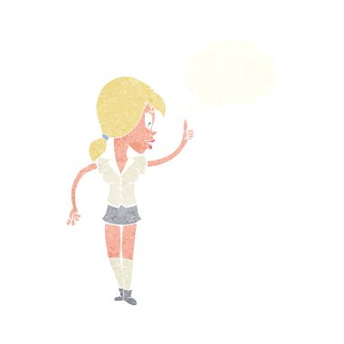 Düşünce baloncuğu olan çizgi film kızı