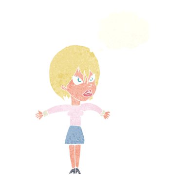 Çizgi film, düşünce baloncuğu ile rahatsız kız