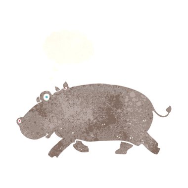 Düşünce baloncuklu çizgi film hipopotamları