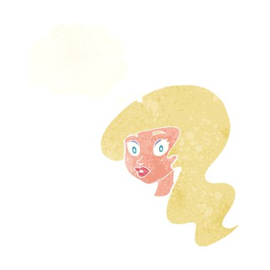 çizgi film oldukça kadın yüzü düşünce balonu ile