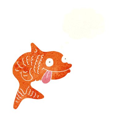 Düşünce baloncuklu çizgi film balığı