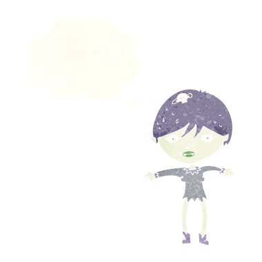 Düşünce baloncuğu olan vampir kız.