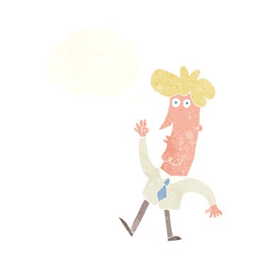 Düşünce baloncuğu olan bir ofis adamı.