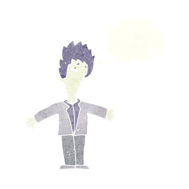 Düşünce baloncuğu olan vampir adam.