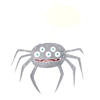 Düşünce balonlu cadılar bayramı örümceği çizgi filmi