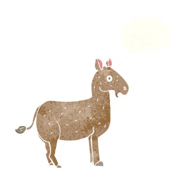 Düşünce baloncuklu çizgi film katırı